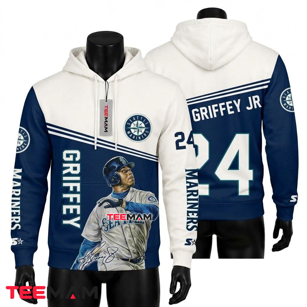 Seattle Mariners 3D Hoodie Number 24 Ken Griffey Jr Front