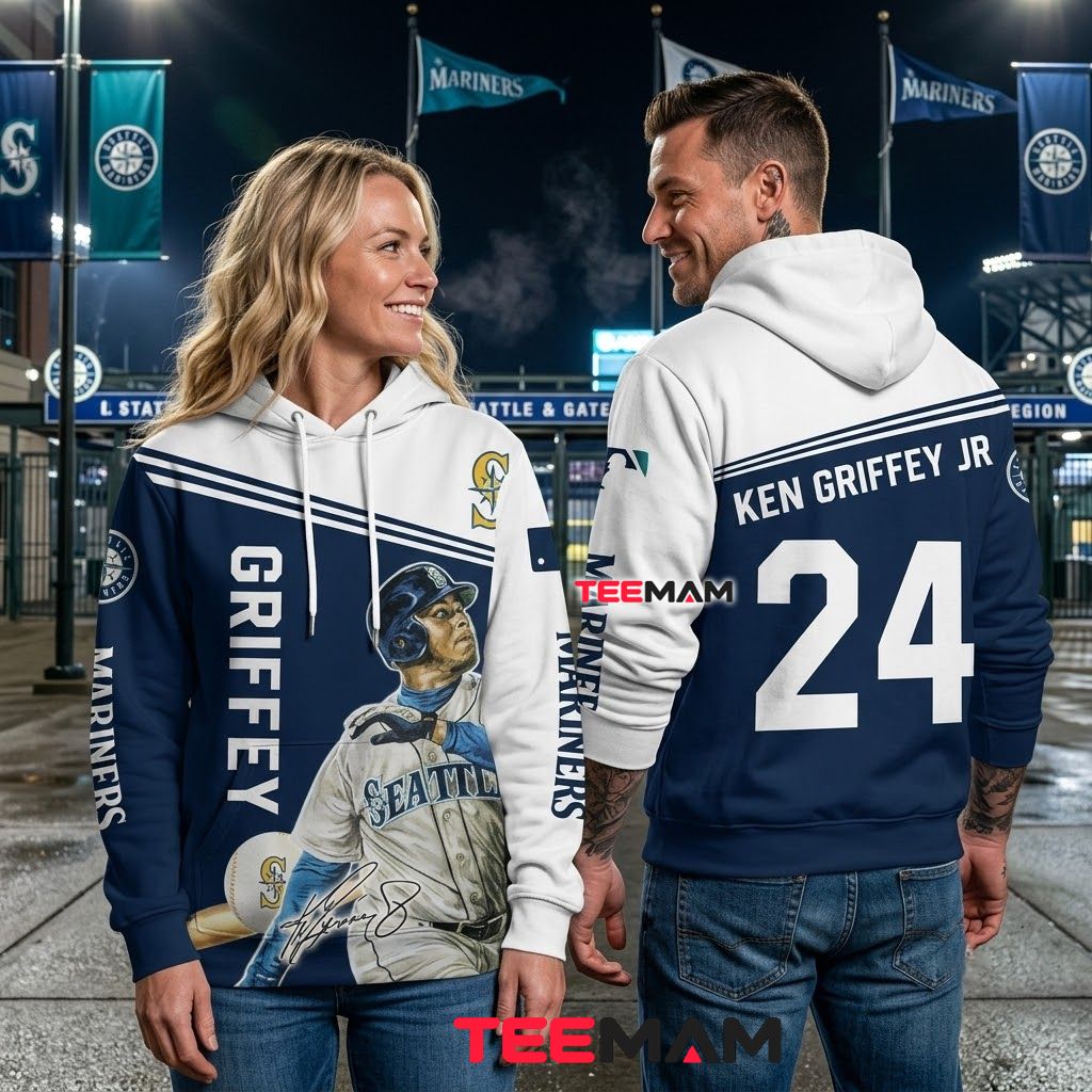 Seattle Mariners 3D Hoodie Number 24 Ken Griffey Jr Back Seattle Mariners 3D Hoodie Number 24 Ken Griffey Jr Back