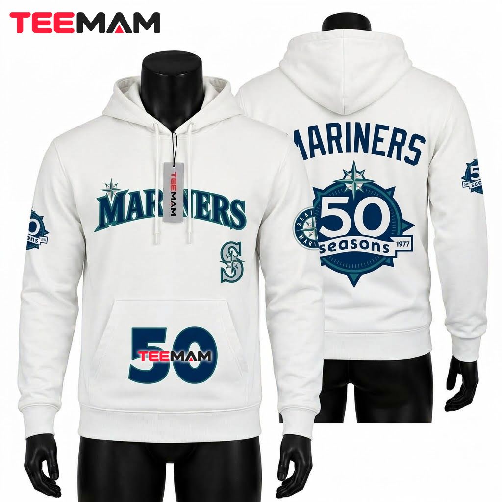 Seattle Mariners 3D Hoodie Number 50 Seasons Anniversary Front