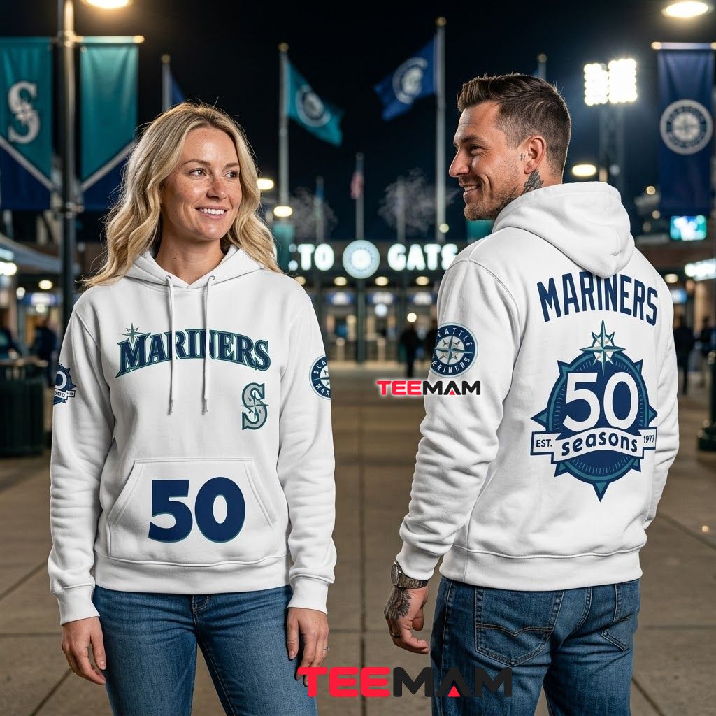 Seattle Mariners 3D Hoodie Number 50 Seasons Anniversary Back Seattle Mariners 3D Hoodie Number 50 Seasons Anniversary Back