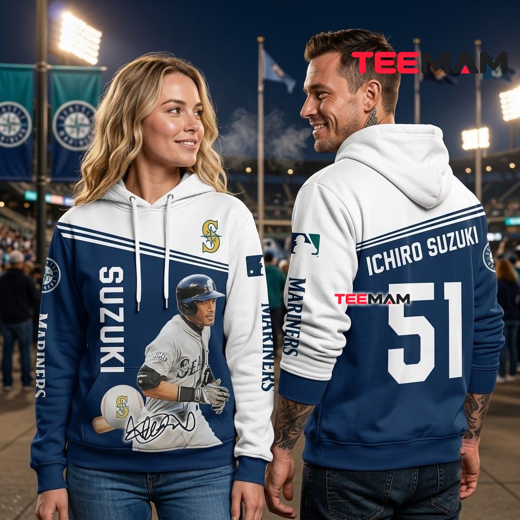 Seattle Mariners 3D Hoodie Number 51 Ichiro Suzuki Back Seattle Mariners 3D Hoodie Number 51 Ichiro Suzuki Back