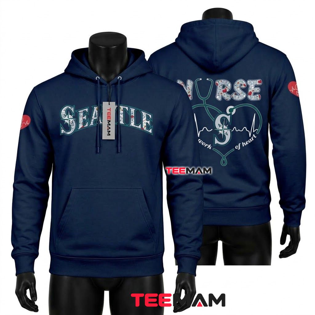 Seattle Mariners 3D Hoodie Nurse Heartbeat Stethoscope Front