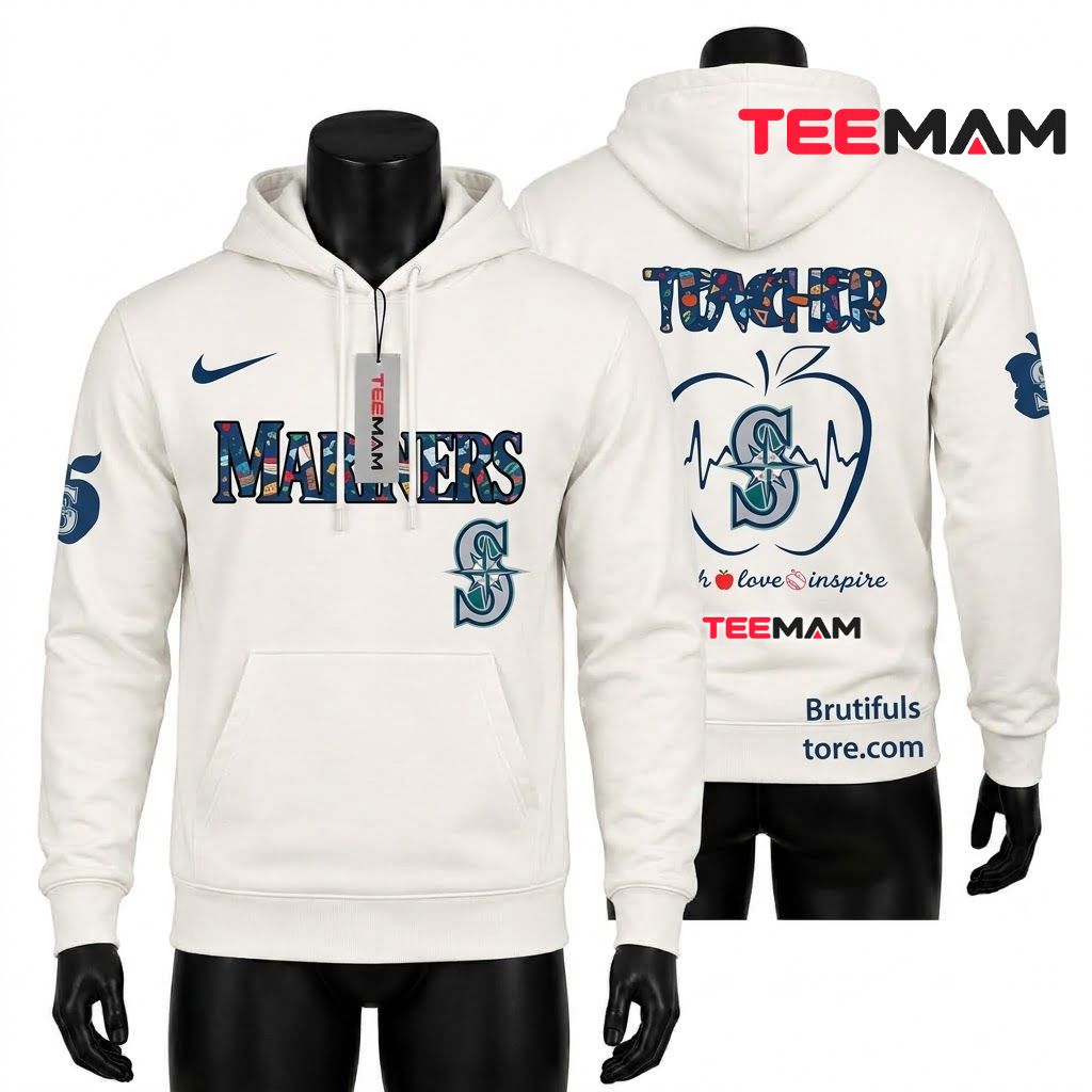 Seattle Mariners 3D Hoodie Teacher Appreciation Apple Front