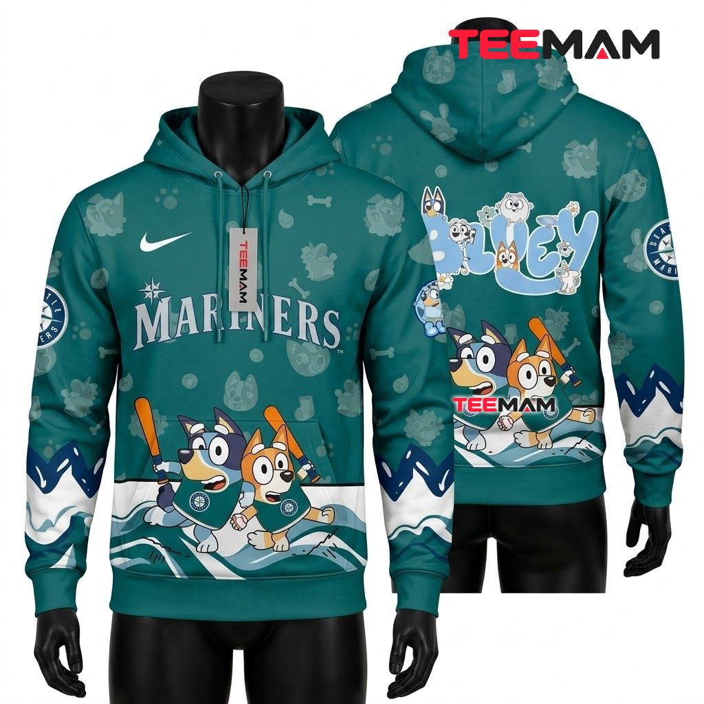 Seattle Mariners All Over Print 3D Hoodie Bluey Baseball Night Front
