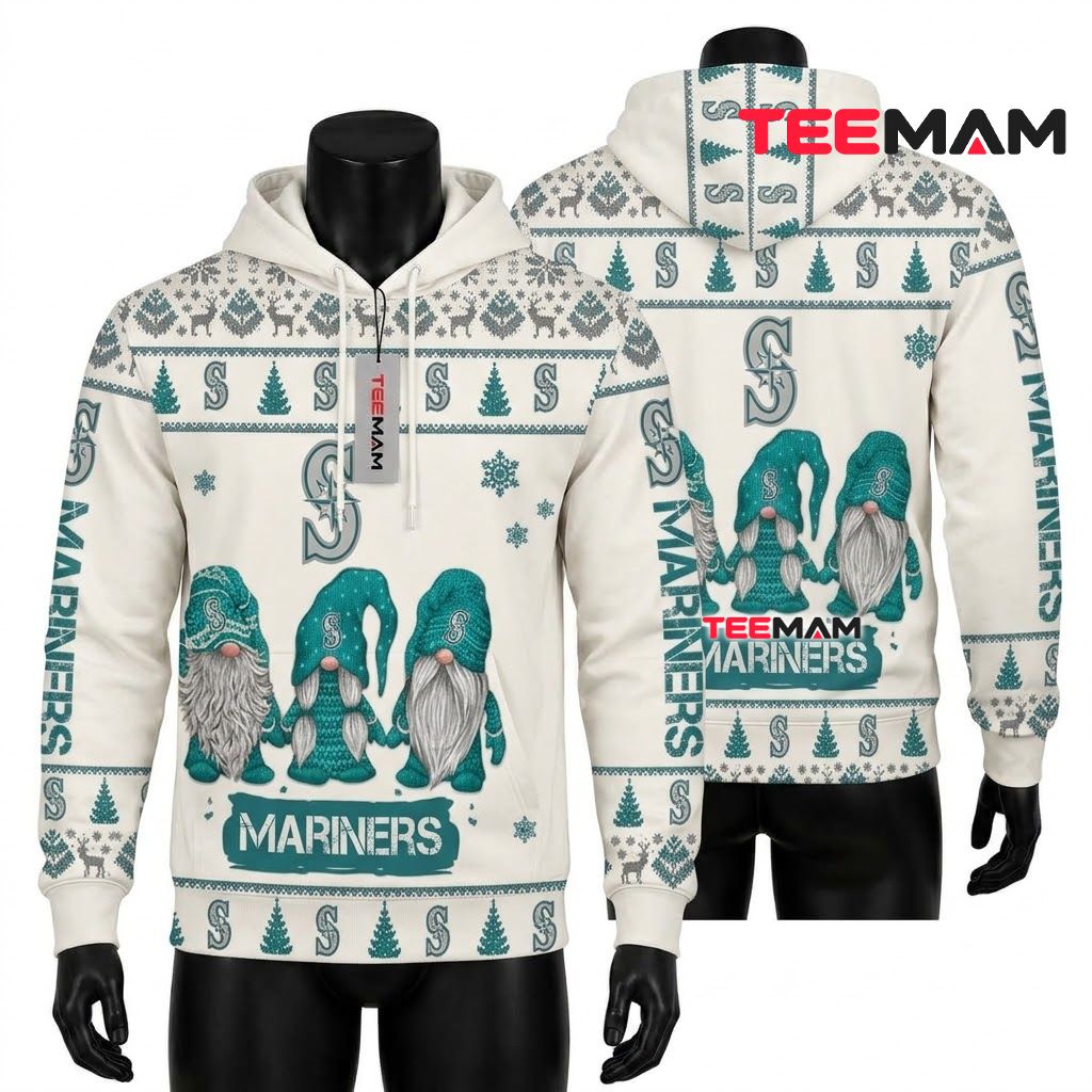Seattle Mariners All Over Print 3D Hoodie Christmas Gnomes Front