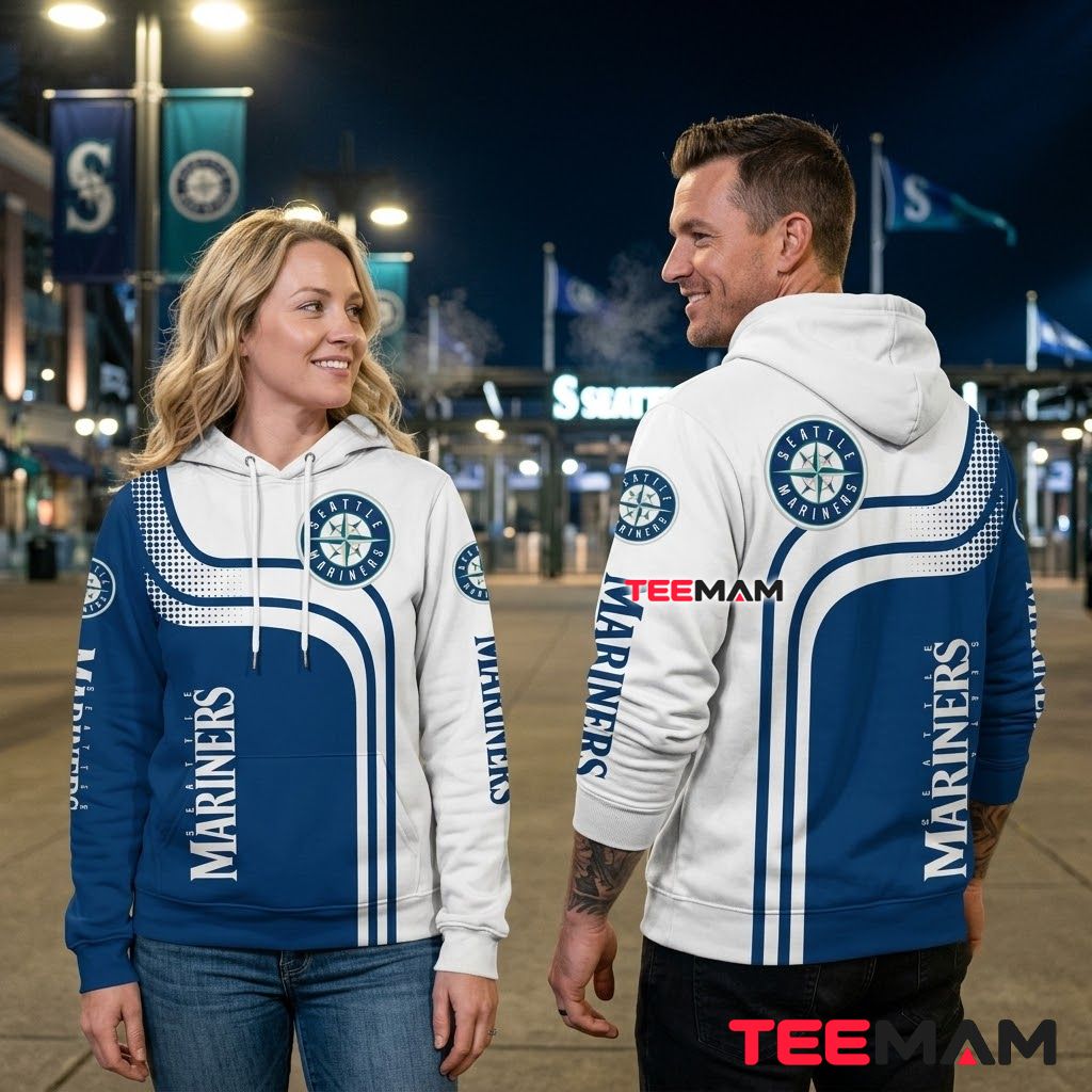 Seattle Mariners All Over Print 3D Hoodie Curve Stripe Pattern Back Seattle Mariners All Over Print 3D Hoodie Curve Stripe Pattern Back