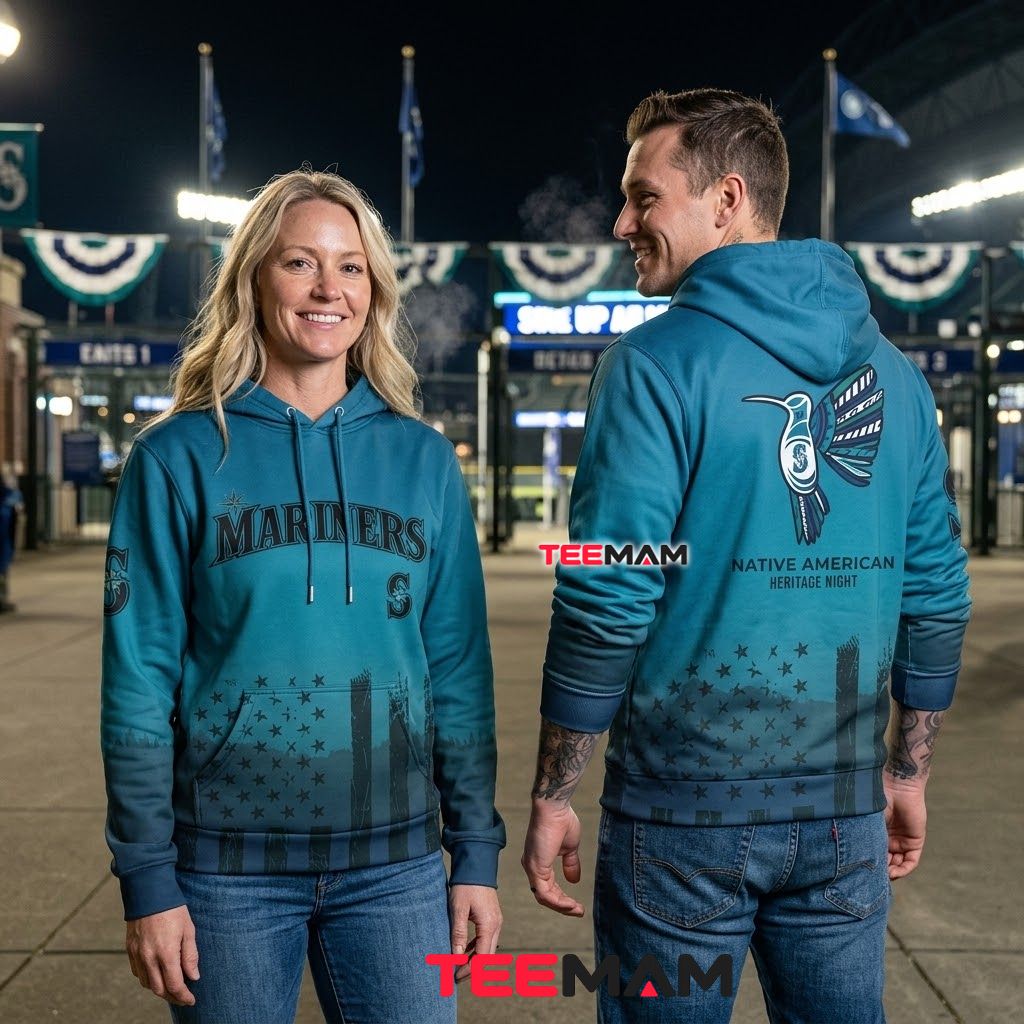 Seattle Mariners All Over Print 3D Hoodie Hummingbird Native American Heritage Back Seattle Mariners All Over Print 3D Hoodie Hummingbird Native American Heritage Back