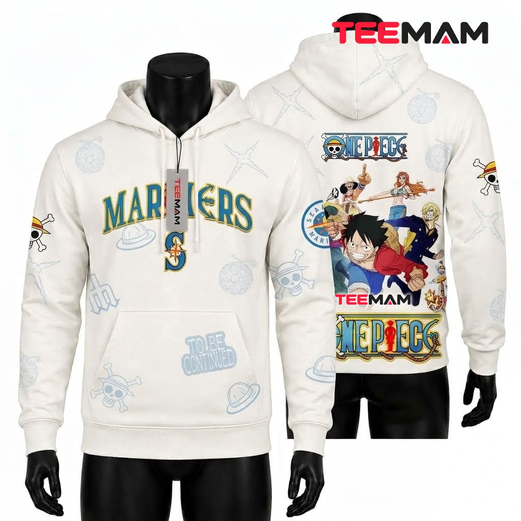 Seattle Mariners All Over Print 3D Hoodie One Piece Straw Hat Crew Front