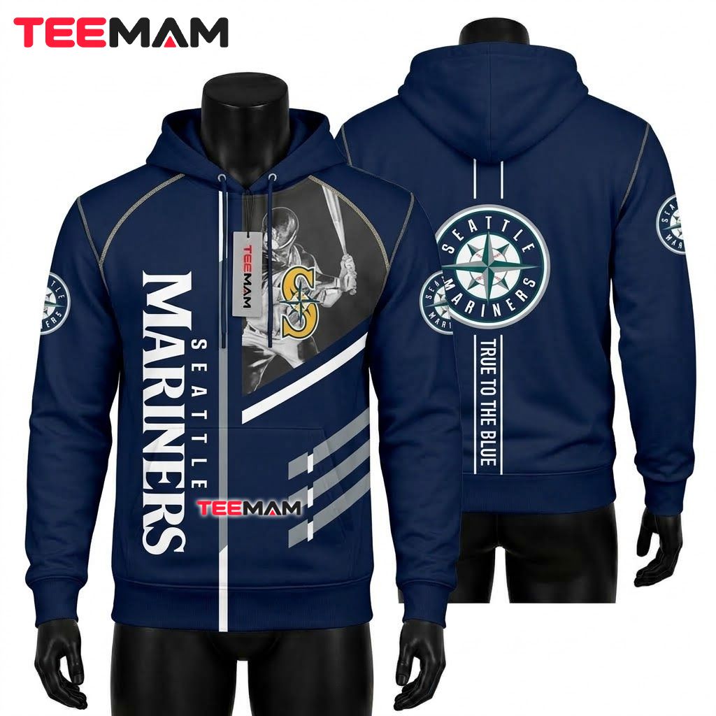 Seattle Mariners All Over Print 3D Hoodie True To The Blue Front