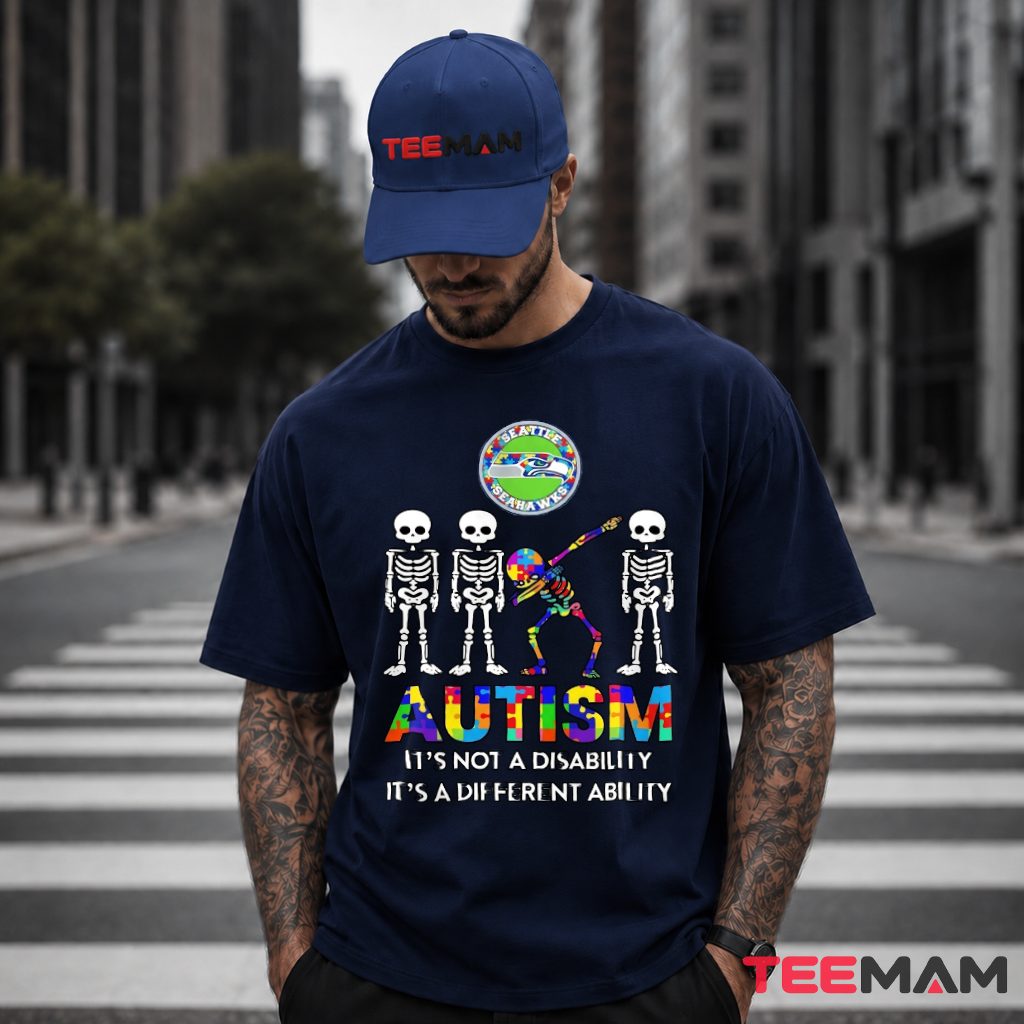 Seattle Seahawks Autism Awareness Skeleton T-Shirt