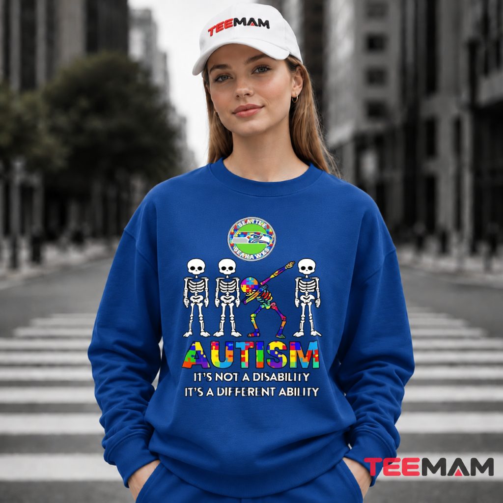 Seattle Seahawks Autism Awareness Skeleton Long Sleeve Seattle Seahawks Autism Awareness Skeleton Long Sleeve