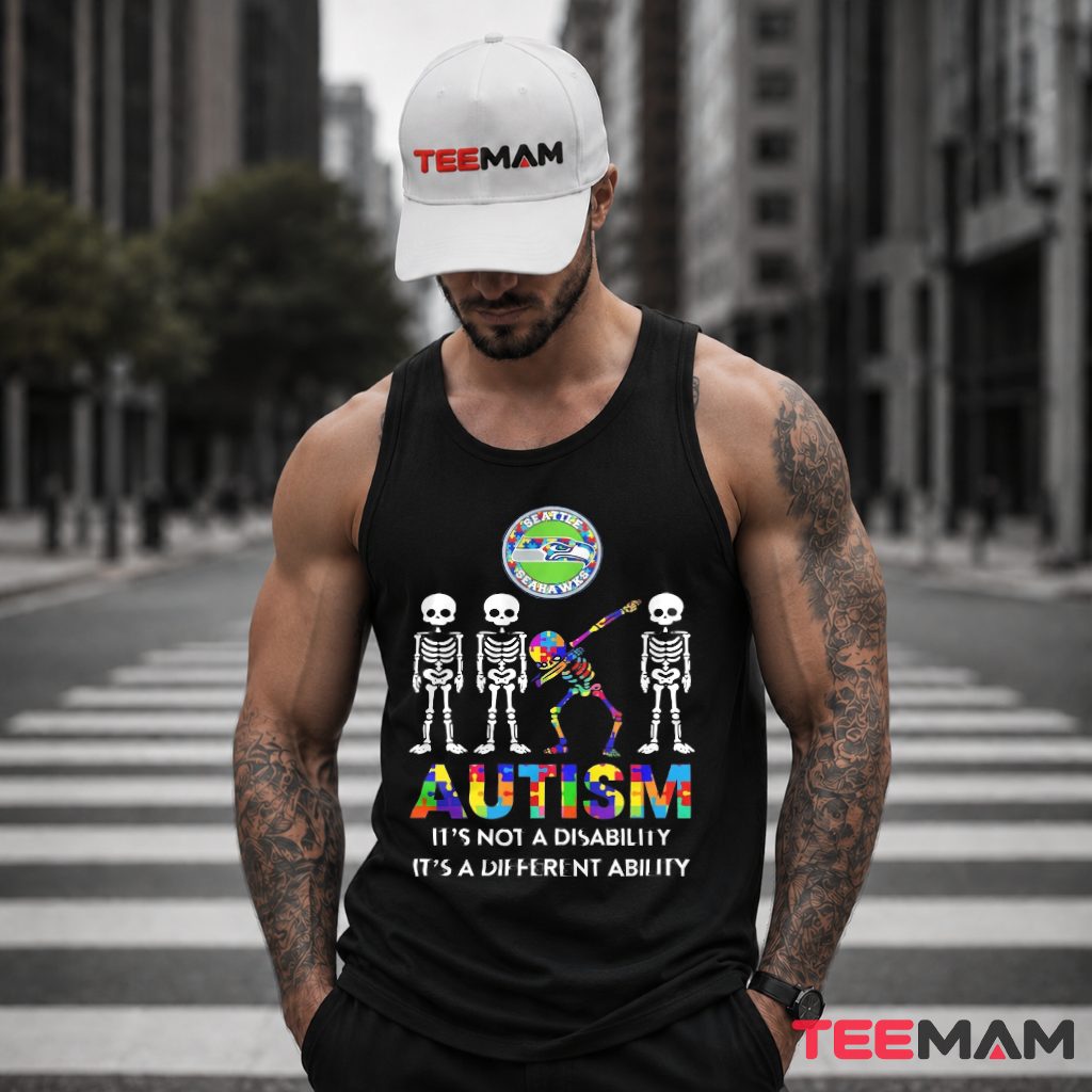 Seattle Seahawks Autism Awareness Skeleton Tank Top Seattle Seahawks Autism Awareness Skeleton Tank Top