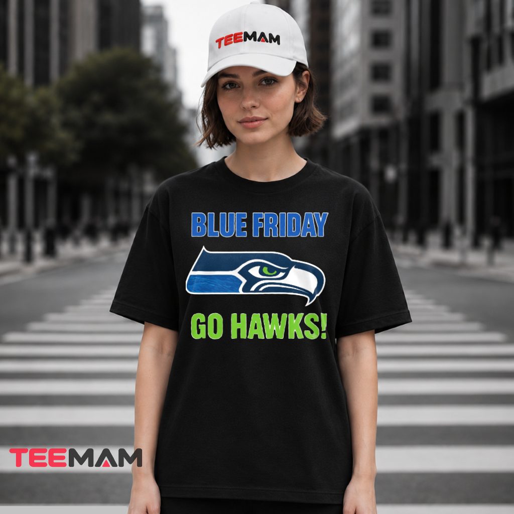 Seattle Seahawks Blue Friday Neon Logo T-Shirt