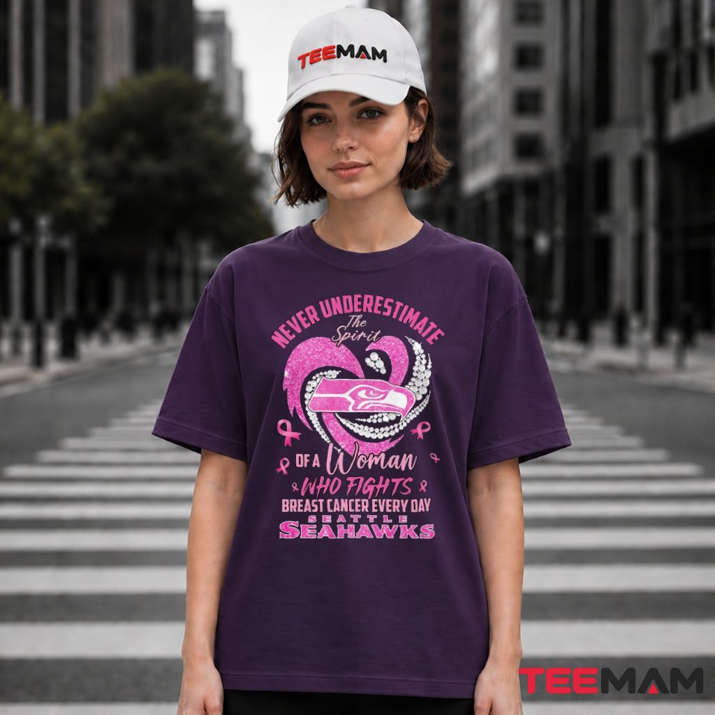 Seattle Seahawks Breast Cancer Woman Warrior T-Shirt