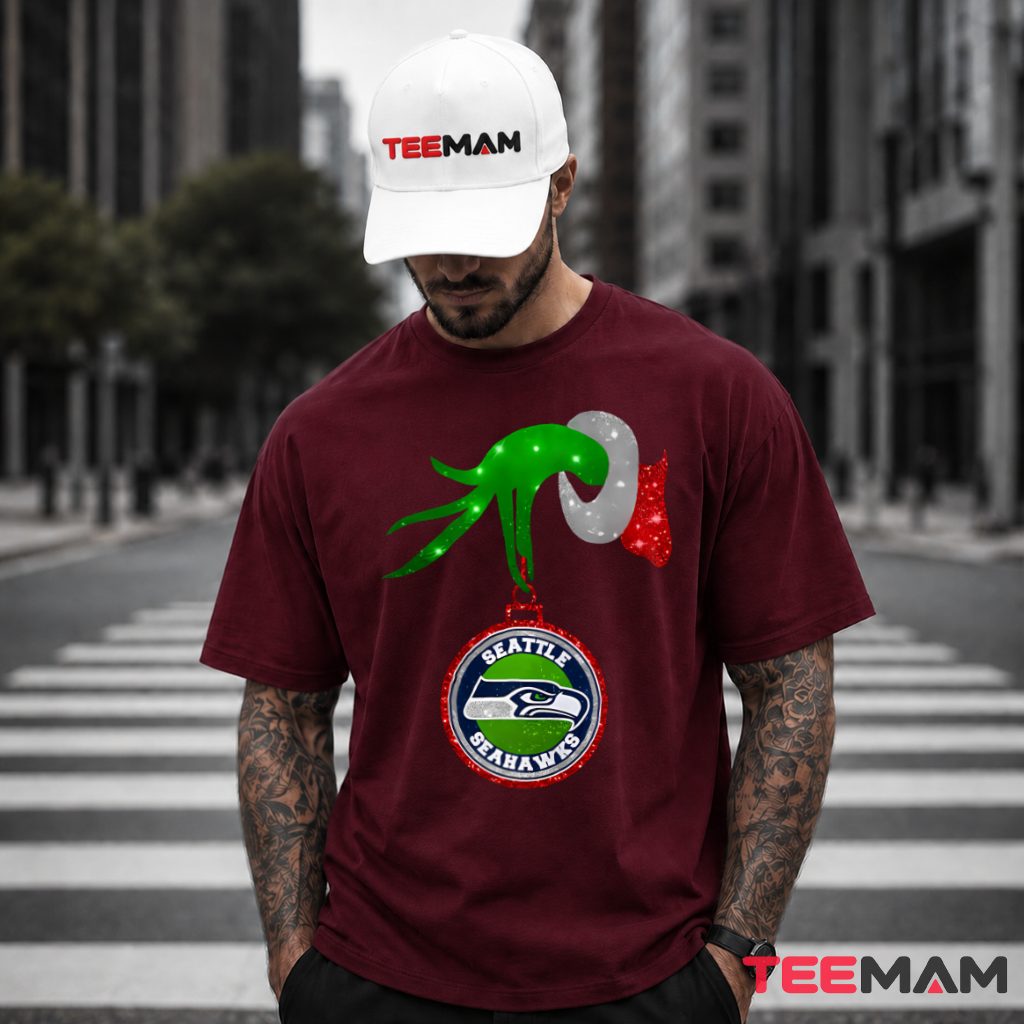 Seattle Seahawks Grinch Hand Ornament T-Shirt