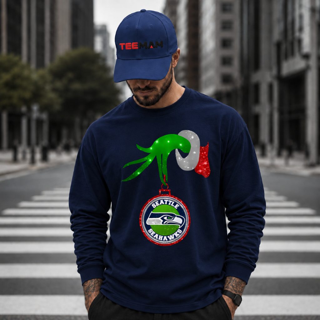 Seattle Seahawks Grinch Hand Ornament Long Sleeve Seattle Seahawks Grinch Hand Ornament Long Sleeve