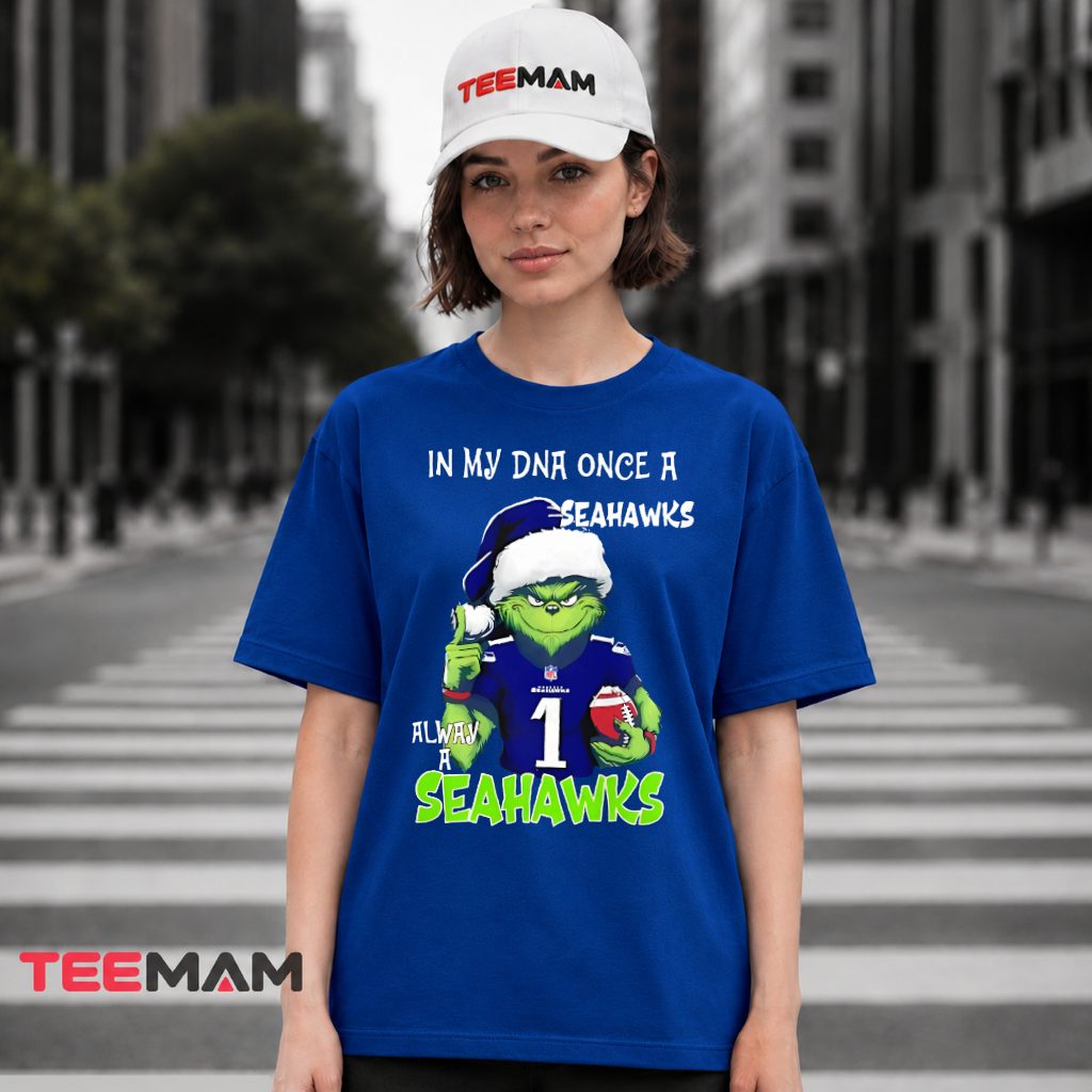 Seattle Seahawks Grinch Jersey DNA T-Shirt