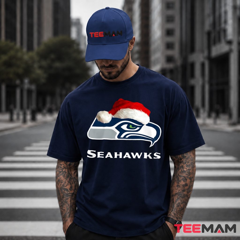 Seattle Seahawks Logo Santa Hat Christmas T-Shirt