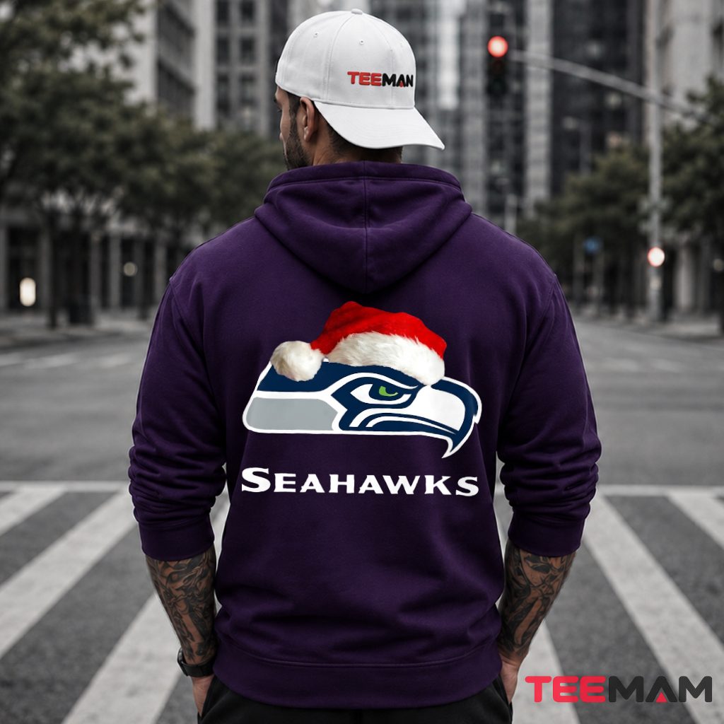 Seattle Seahawks Logo Santa Hat Christmas Hoodie Seattle Seahawks Logo Santa Hat Christmas Hoodie