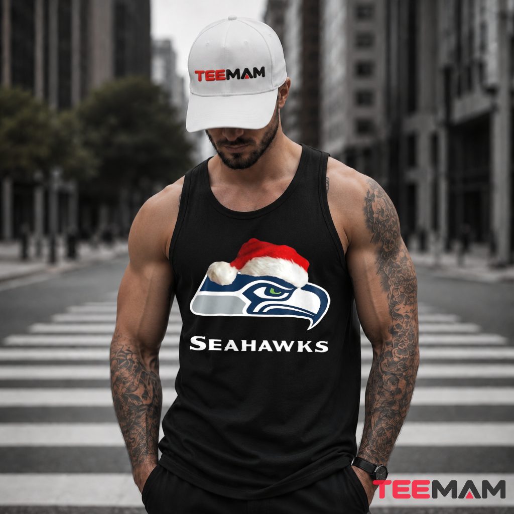 Seattle Seahawks Logo Santa Hat Christmas Tank Top Seattle Seahawks Logo Santa Hat Christmas Tank Top