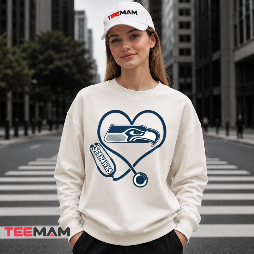 Seattle Seahawks Nurse Stethoscope Heart Long Sleeve Seattle Seahawks Nurse Stethoscope Heart Long Sleeve
