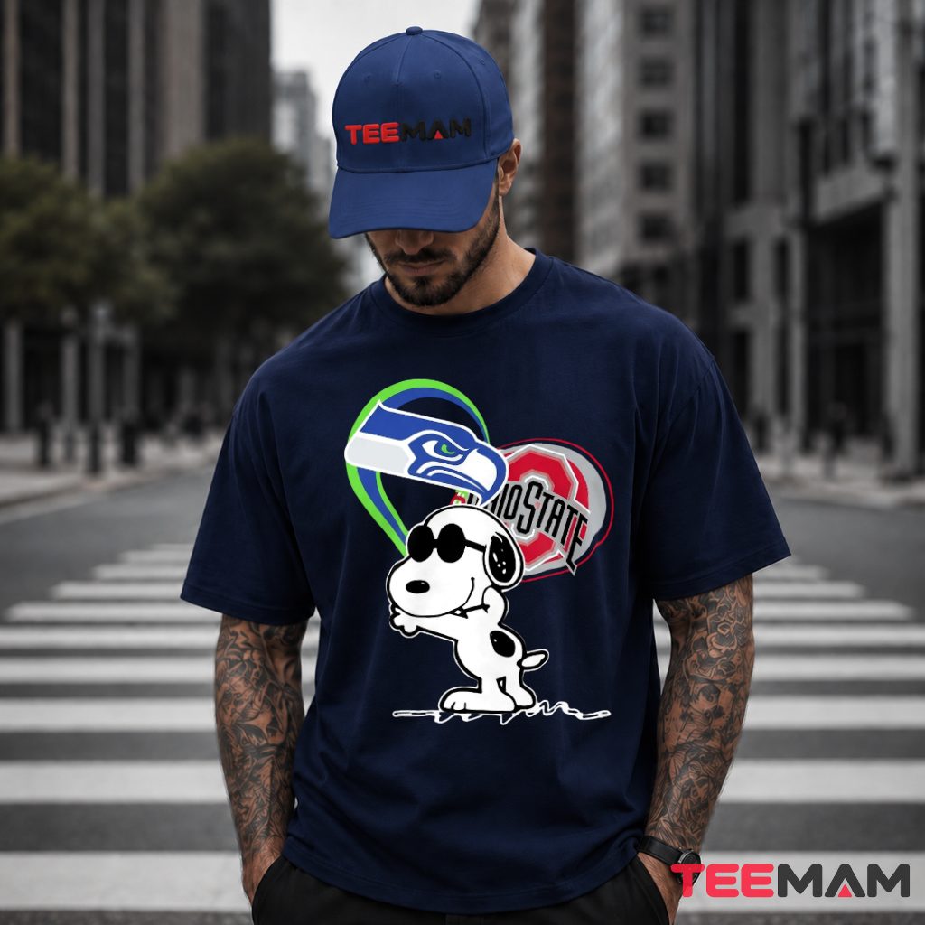Seattle Seahawks Ohio State Snoopy Heart T-Shirt