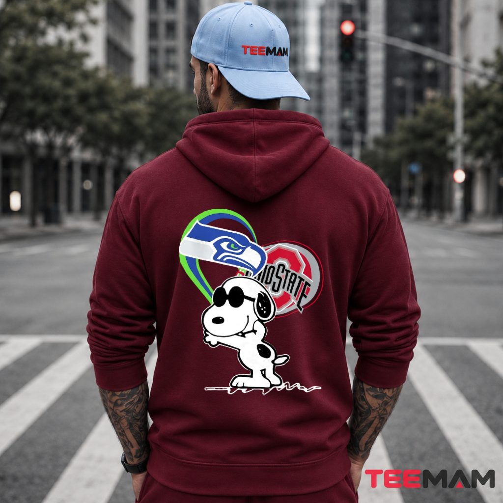Seattle Seahawks Ohio State Snoopy Heart Hoodie Seattle Seahawks Ohio State Snoopy Heart Hoodie