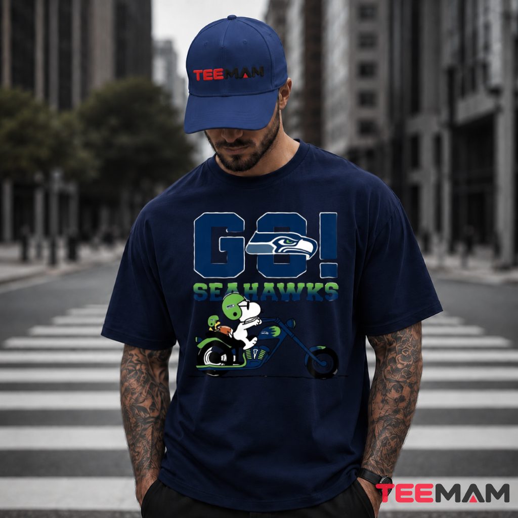 Seattle Seahawks Snoopy Motorcycle Ride T-Shirt