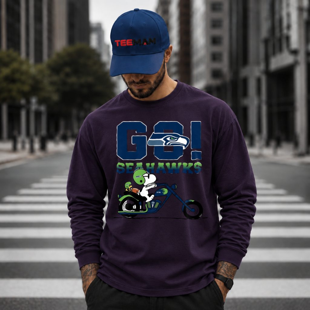 Seattle Seahawks Snoopy Motorcycle Ride Long Sleeve Seattle Seahawks Snoopy Motorcycle Ride Long Sleeve