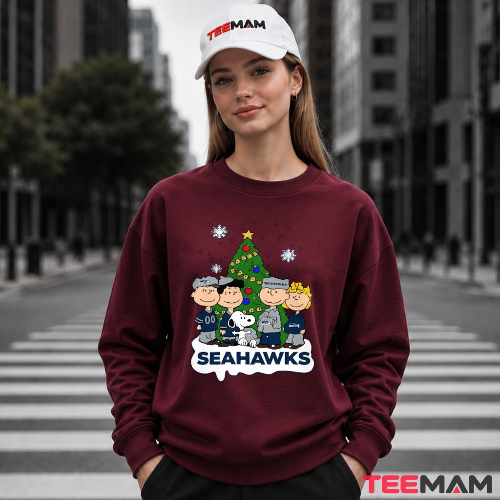 Seattle Seahawks Snoopy Peanuts Christmas Tree Long Sleeve Seattle Seahawks Snoopy Peanuts Christmas Tree Long Sleeve