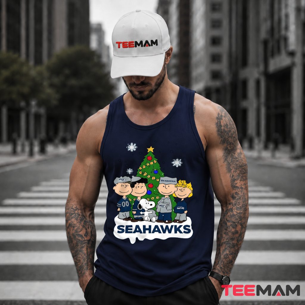 Seattle Seahawks Snoopy Peanuts Christmas Tree Tank Top Seattle Seahawks Snoopy Peanuts Christmas Tree Tank Top