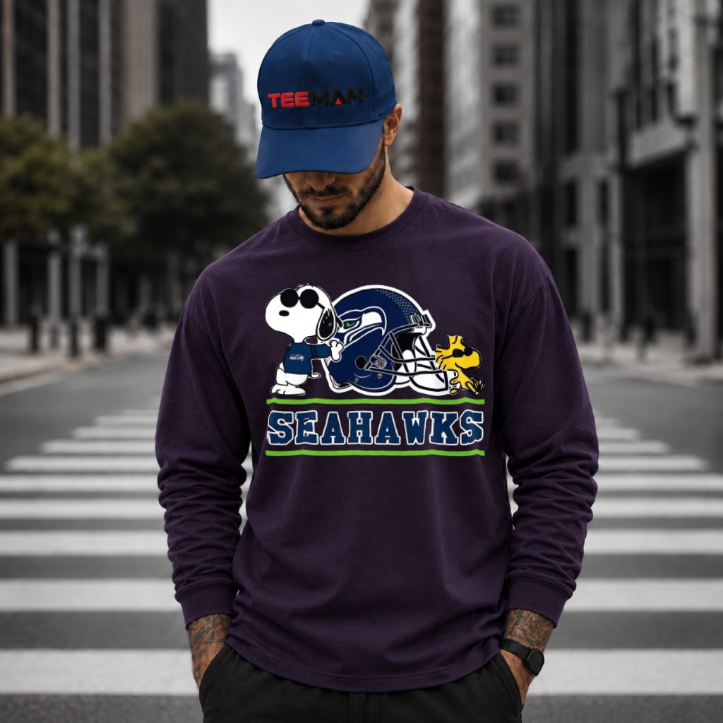 Seattle Seahawks Snoopy Woodstock Helmet Long Sleeve Seattle Seahawks Snoopy Woodstock Helmet Long Sleeve