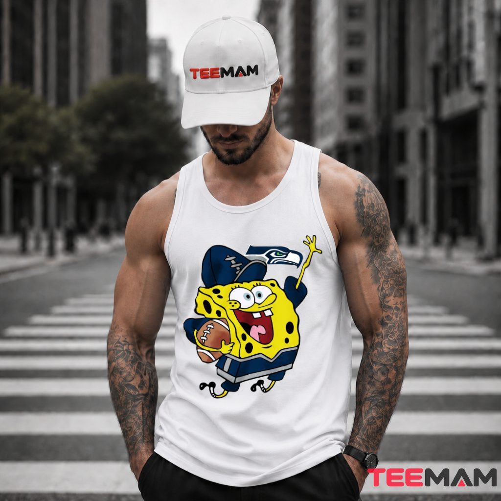 Seattle Seahawks Spongebob Football Fan Tank Top Seattle Seahawks Spongebob Football Fan Tank Top