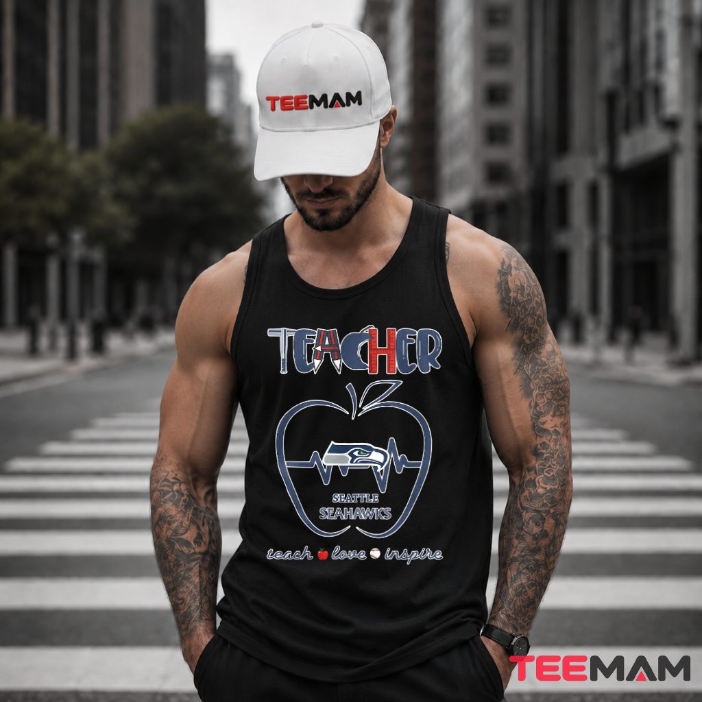 Seattle Seahawks Teacher Apple Heartbeat Tank Top Seattle Seahawks Teacher Apple Heartbeat Tank Top