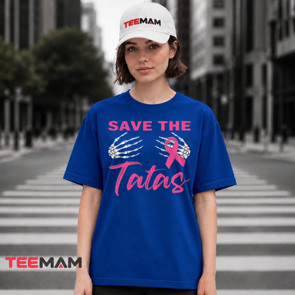 Skeleton Hands Save The Tatas Ribbon T-Shirt