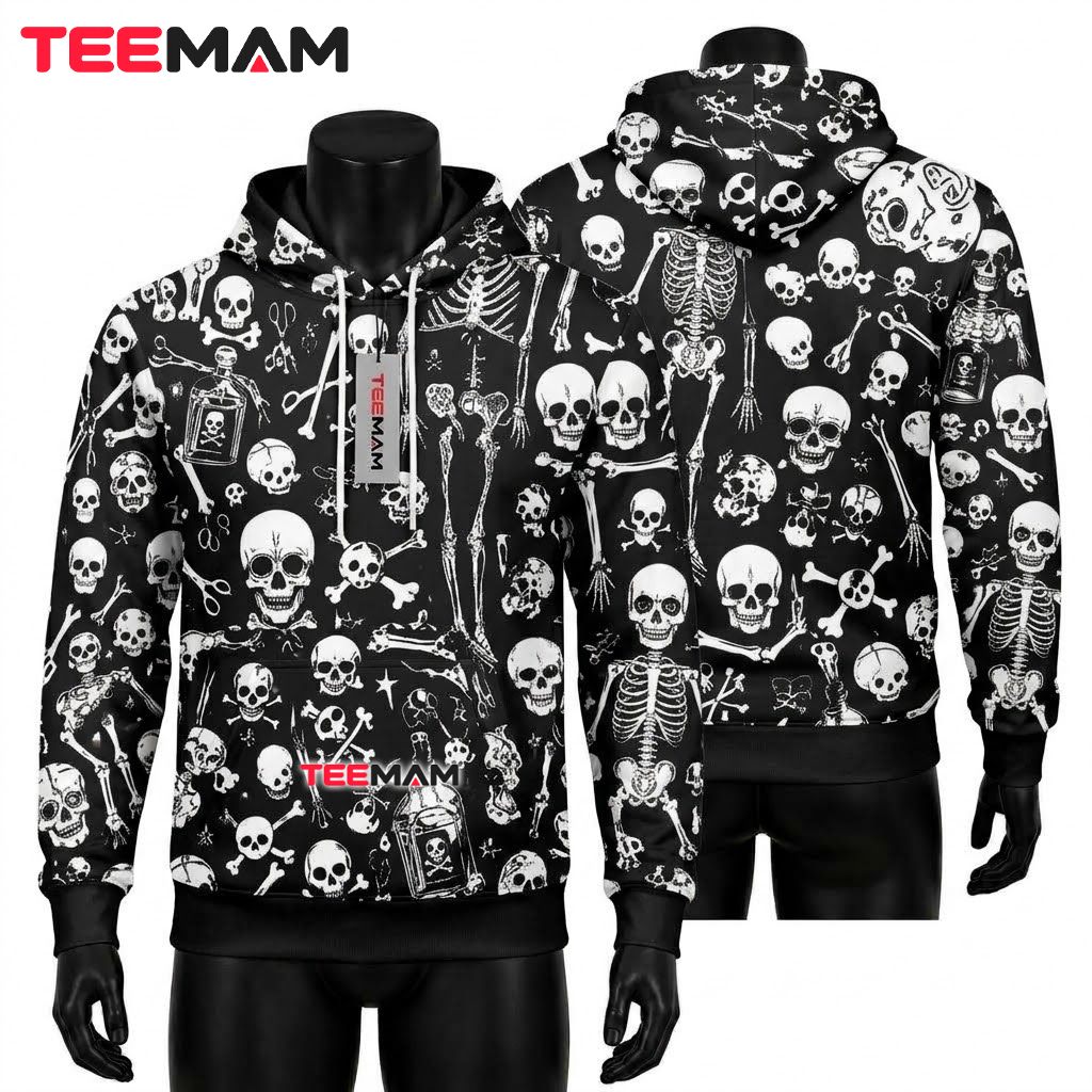 Skull Crossbones Poison Pattern 3D Hoodie Front