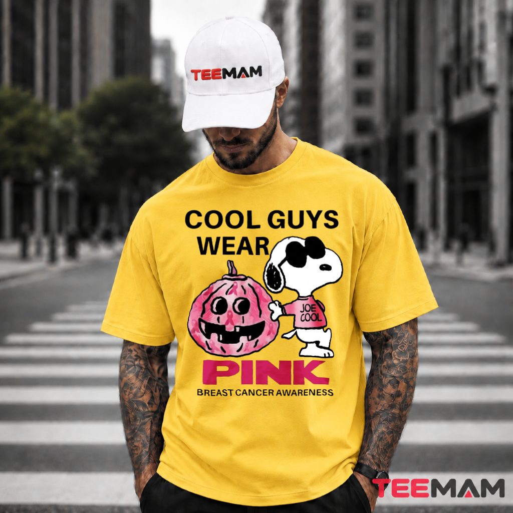 Snoopy Breast Cancer Awareness Cool Guys Wear Pink Out T-Shirt