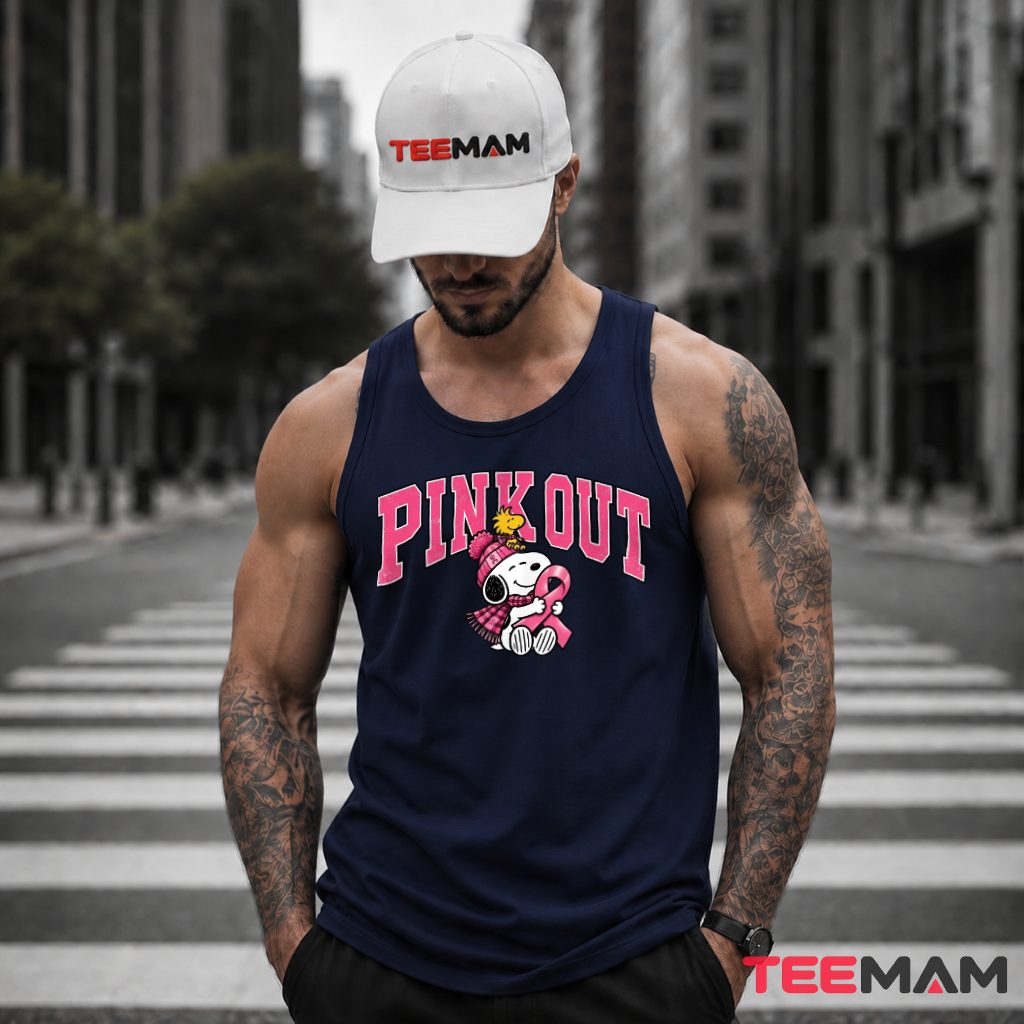 Snoopy Pink Out Pink Ribbon October Tank Top Snoopy Pink Out Pink Ribbon October Tank Top