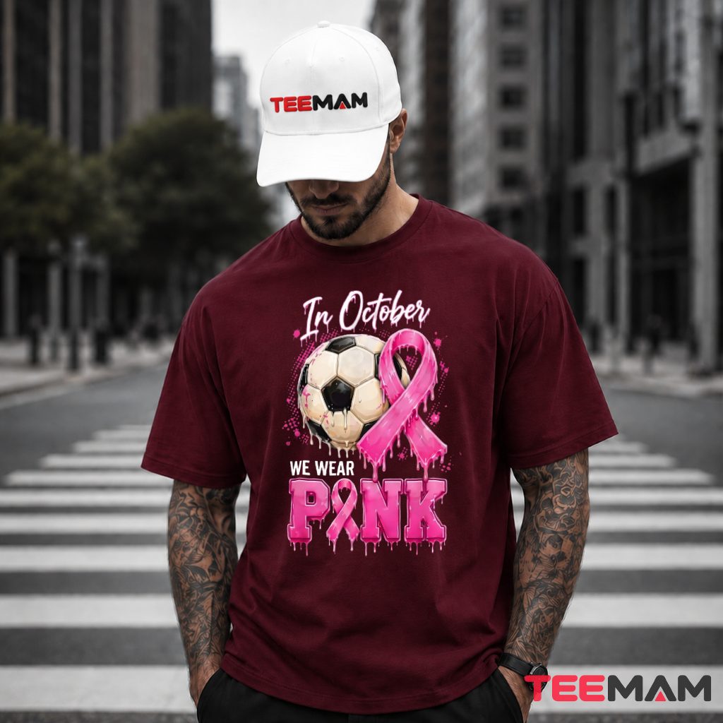 Soccer Ball Drip Ribbon October Awareness T-Shirt