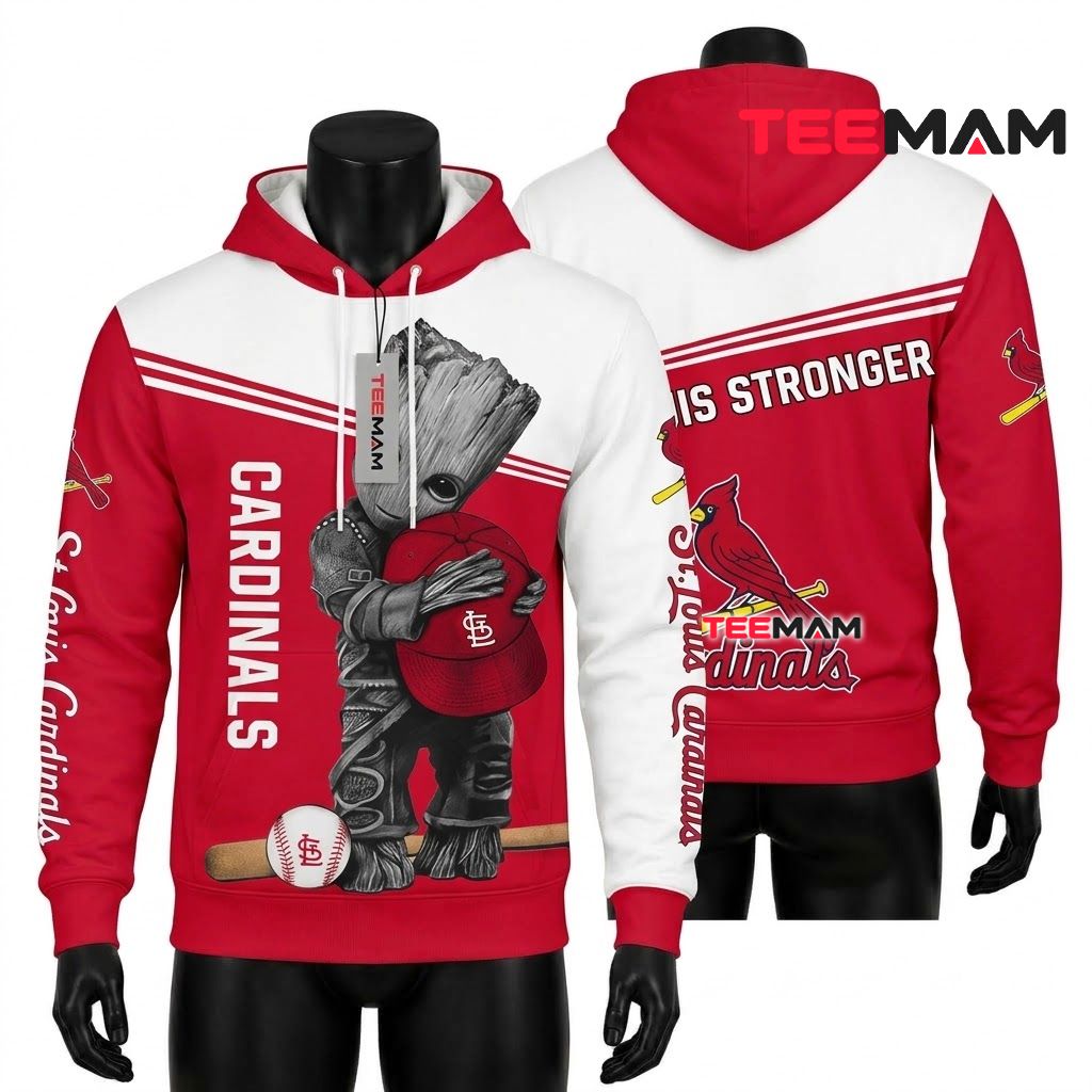 St. Louis Cardinals 3D Hoodie Baby Groot Cap Baseball Front