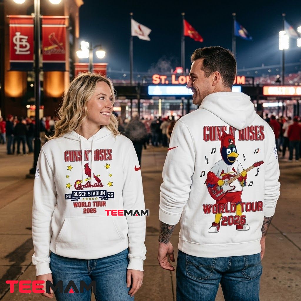 St. Louis Cardinals 3D Hoodie Guns N Roses World Tour Mascot Back St. Louis Cardinals 3D Hoodie Guns N Roses World Tour Mascot Back