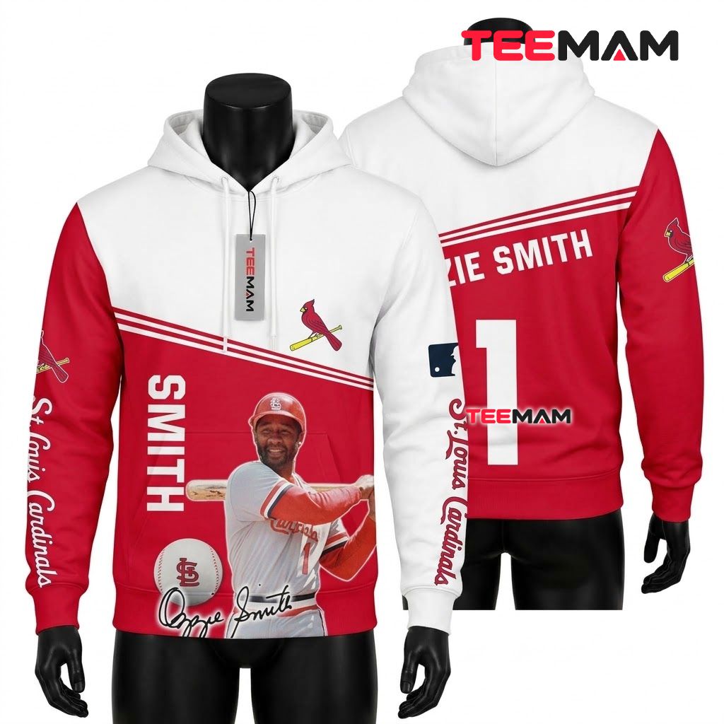 St. Louis Cardinals 3D Hoodie Ozzie Smith Player Signature Front
