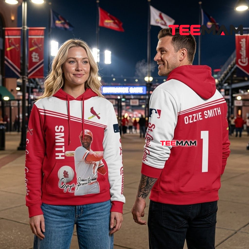 St. Louis Cardinals 3D Hoodie Ozzie Smith Player Signature Back St. Louis Cardinals 3D Hoodie Ozzie Smith Player Signature Back