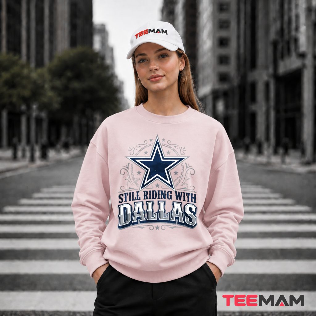 Still Riding With Dallas Star Emblem Western Long Sleeve Still Riding With Dallas Star Emblem Western Long Sleeve