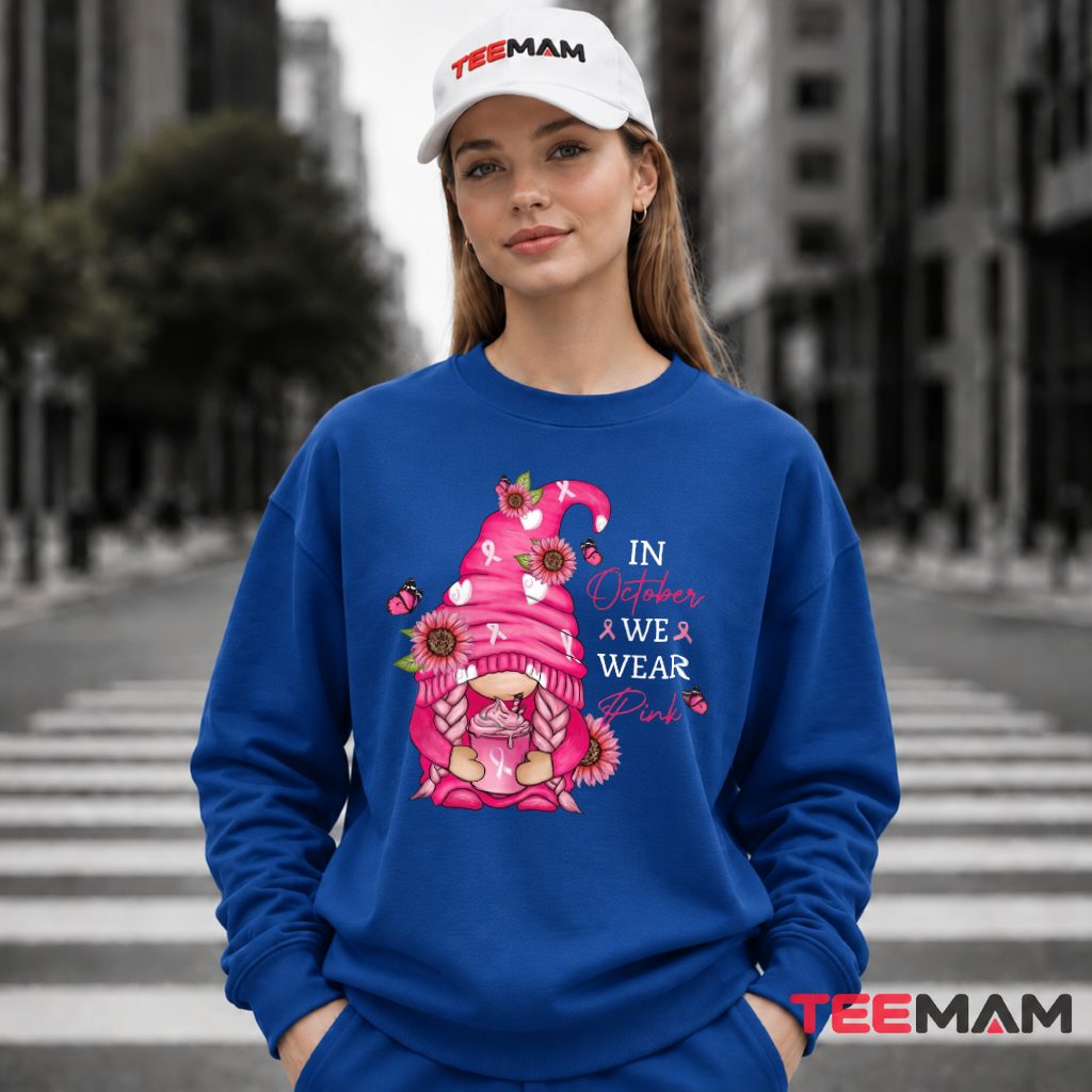 Sunflower Gnome In October We Wear Pink Long Sleeve Sunflower Gnome In October We Wear Pink Long Sleeve