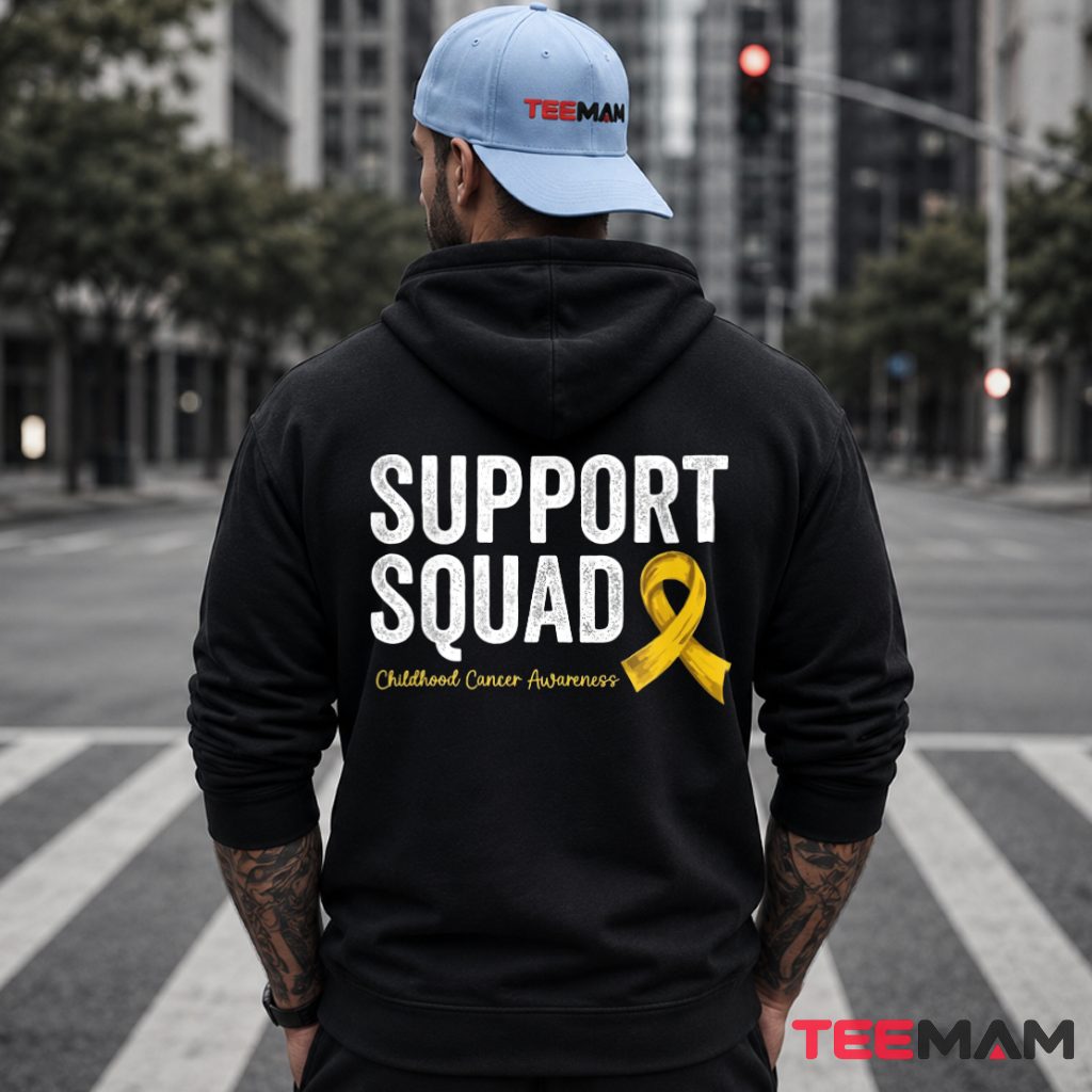 Support Squad Gold Ribbon Childhood Cancer Hoodie Support Squad Gold Ribbon Childhood Cancer Hoodie
