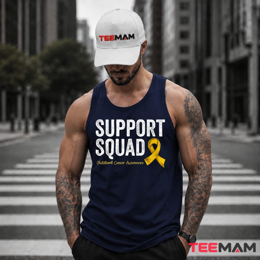 Support Squad Gold Ribbon Childhood Cancer Tank Top Support Squad Gold Ribbon Childhood Cancer Tank Top