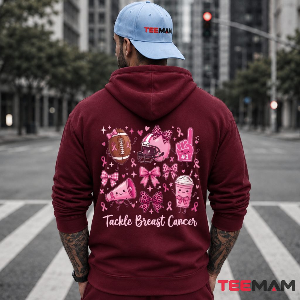 Tackle Breast Cancer Football Helmet Bow Cheer Hoodie Tackle Breast Cancer Football Helmet Bow Cheer Hoodie