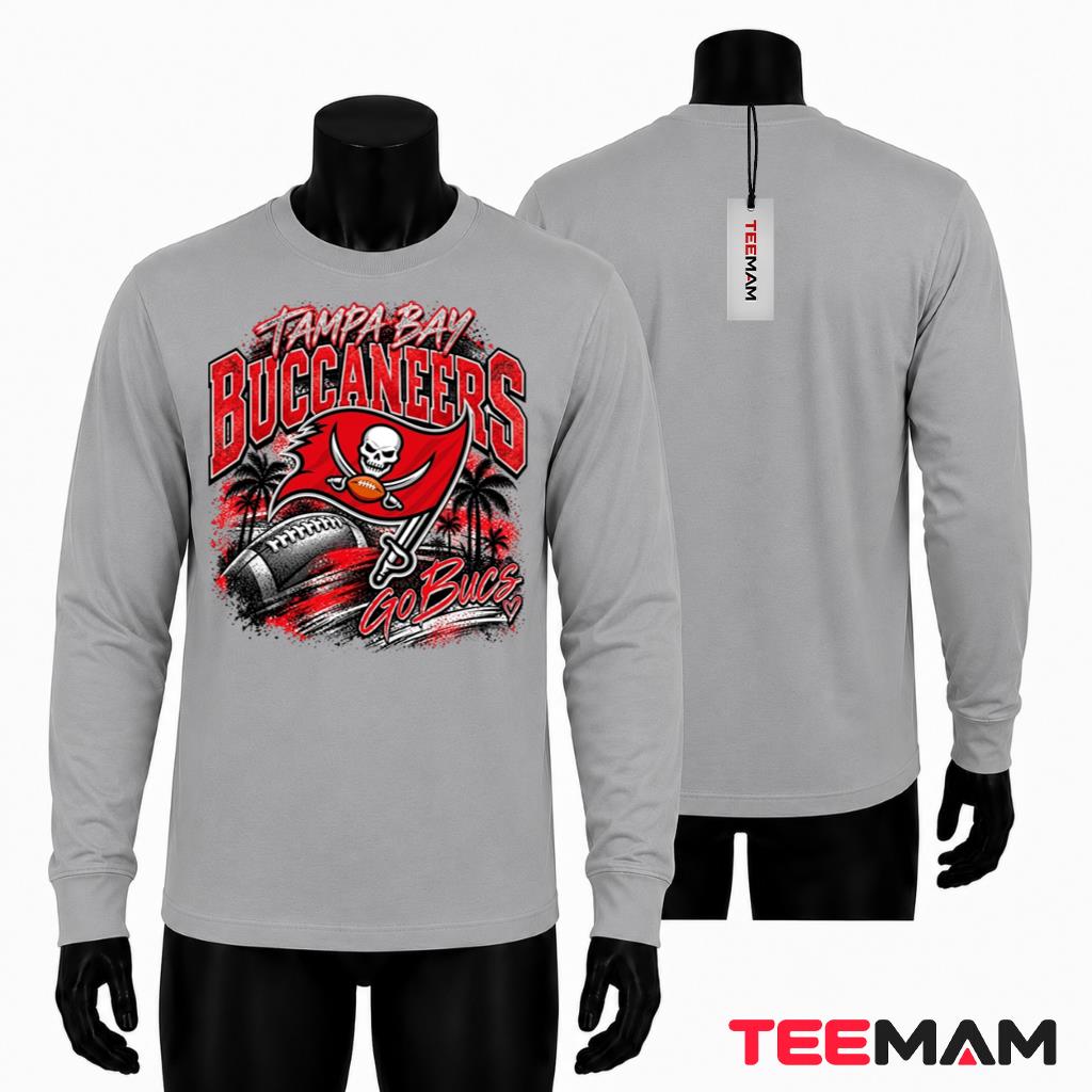 Tampa Bay Buccaneers Go Bucs Skull Flag Long Sleeve Tampa Bay Buccaneers Go Bucs Skull Flag Long Sleeve
