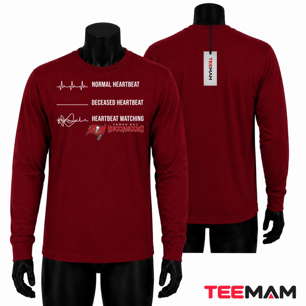 Tampa Bay Buccaneers Heartbeat Watching Football Long Sleeve Tampa Bay Buccaneers Heartbeat Watching Football Long Sleeve